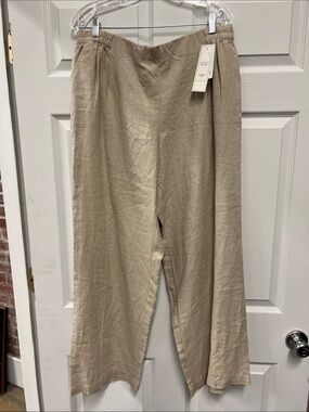 Charter Club Relaxed Khaki Linen-Blend Pants - Light Tan